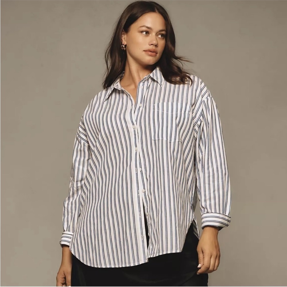 NWT! Anthropologie Blue The Bennet Buttondown Shirt by Maeve Medium 📊